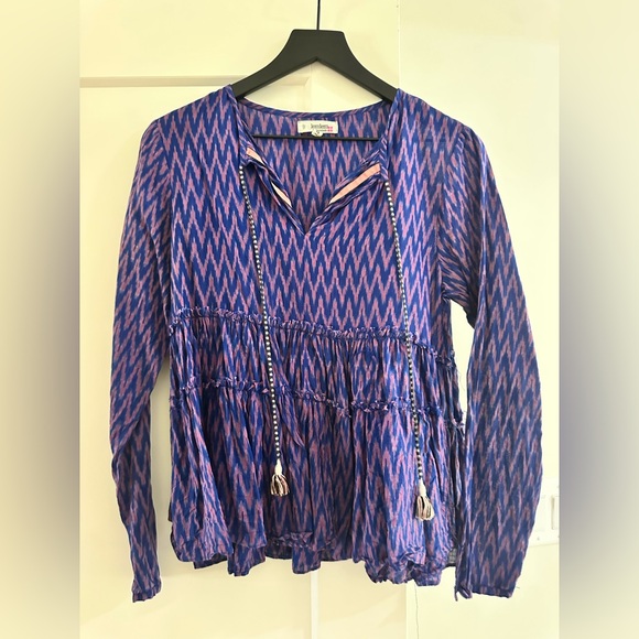 Lemlem Zigzag Blue and Pink Blouse - Picture 1 of 3